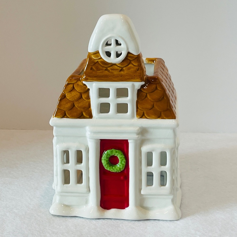Harry Slatkin Bath & Body Works Christmas Cottage Ceramic Candle Holder 2010